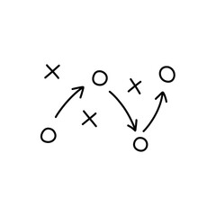 Soccer game tactic strategy. Scheme for training of football team. Vector illustration 