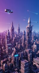 Obraz premium Futuristic Cityscape: Aerial View of a Metropolis