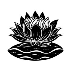 lotus blooming vector art silhouette