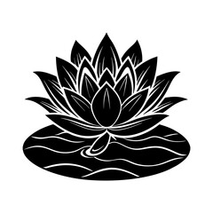 lotus blooming vector art silhouette