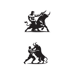 Fototapeta premium man fighting a bull