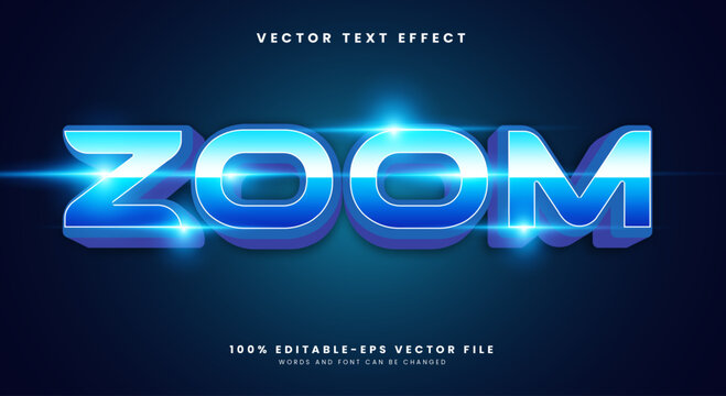 Zoom blue font Style 3d editable text effect template
