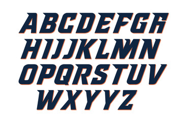 A comprehensive alphabet for various games including sports, cyber gaming, shooters, MMORPG, quests, simulators, and fighting games, presented in vector typographic design
