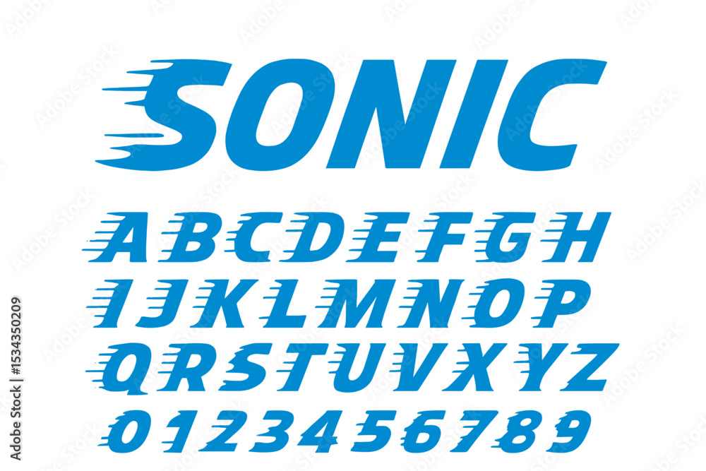 Fototapete the vector speed alphabet set features a modern stylized dynamic font