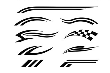 Racing decals for tuning feature sports stripes and car stickers in black color