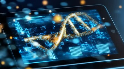 DNA data on digital tablet. - Powered by Adobe