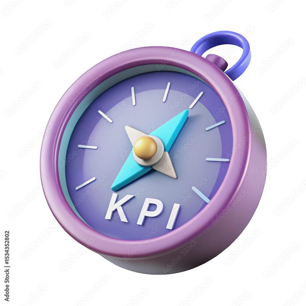 Poster 3d render of kpi compass icon isolated on transparent background