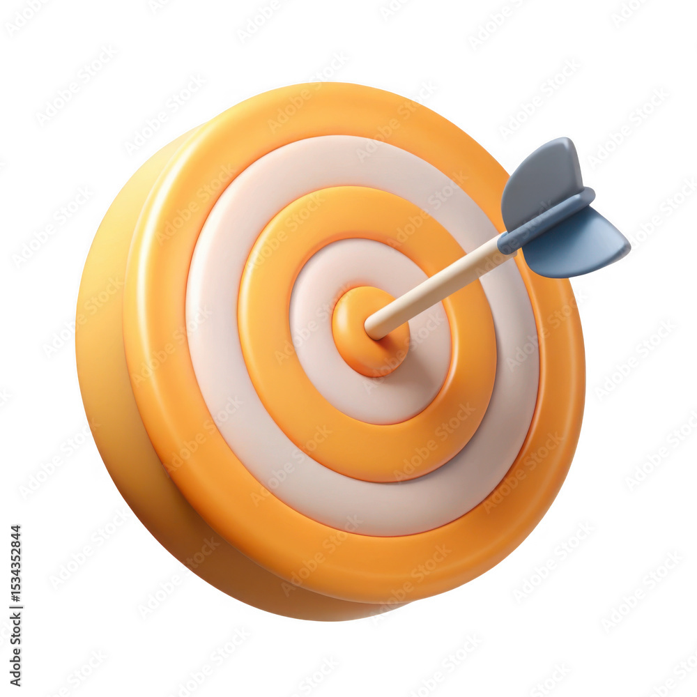 Poster 3d rendered target with arrow isolated on transparent background