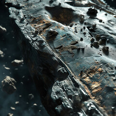 Ancient Asteroid: A close-up view of a rough, textured asteroid surface reveals a fascinating array of geological features.