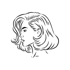 women's haircut, vector sketch