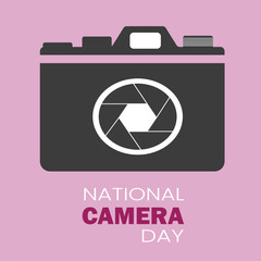 National Camera Day Celebration Bifold Ad with Retro Camera vector illustration 