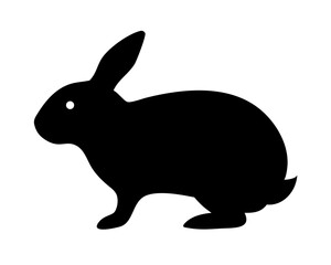 Obraz premium Rabbit Side Silhouette Vector - Minimalist Black Bunny Profile for Pet Logos, Easter Decor & Wildlife Illustrations