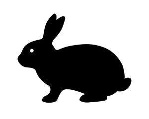 Obraz premium Rabbit Side Silhouette Vector - Minimalist Black Bunny Profile for Pet Logos, Easter Decor & Wildlife Illustrations
