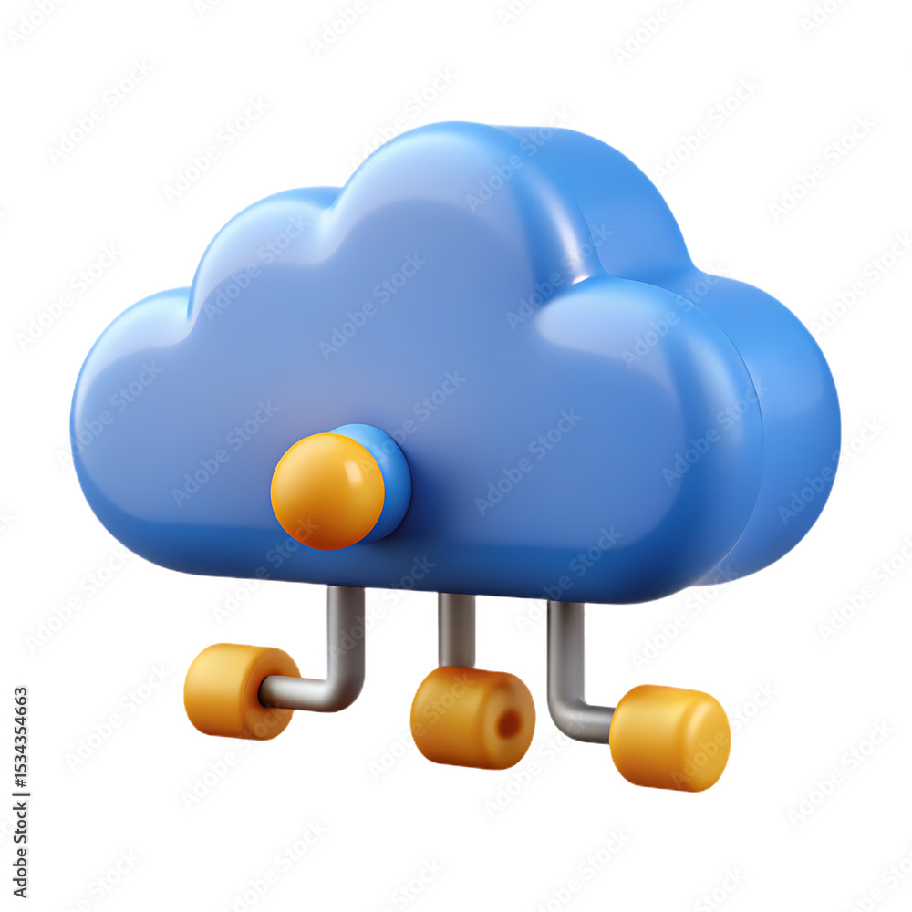 Fototapete 3d rendered cloud computing icon with bright orange accents for modern tech concepts