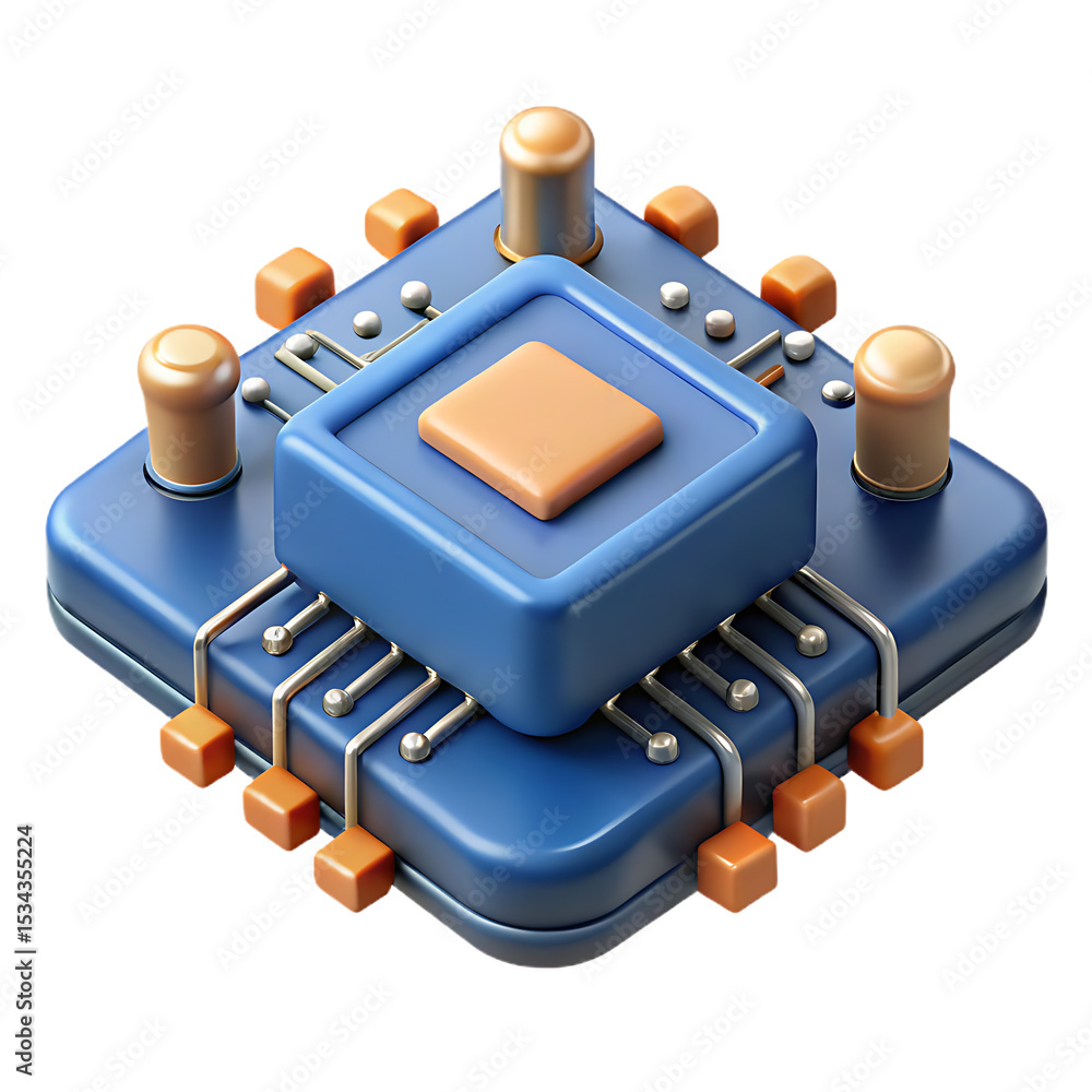 Aufkleber 3d rendered illustration of a circuit board with an integrated circuit element design