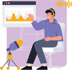 Man doing Podcast and streaming