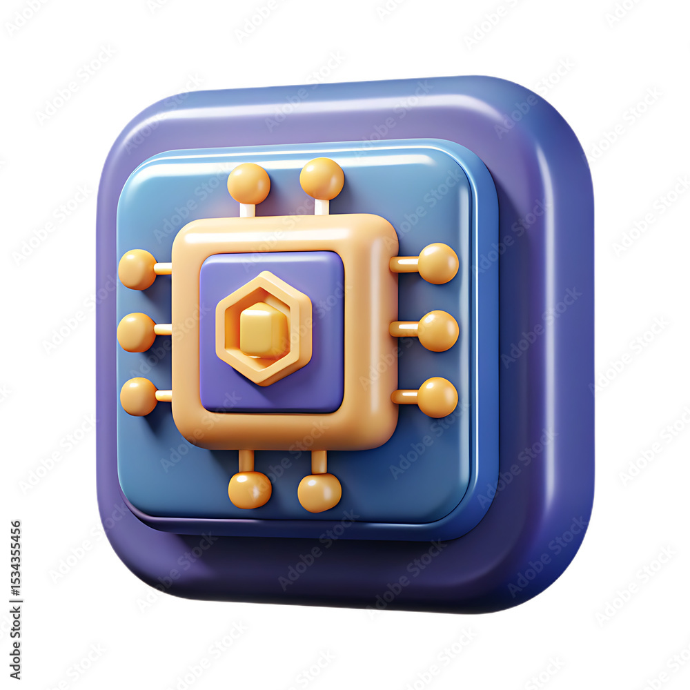 Fototapete 3d rendered illustration of a stylized computer chip or central processing unit isolated