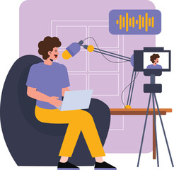 Man doing Podcast and streaming