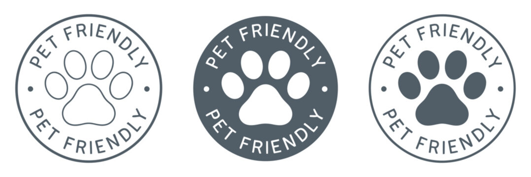Pet Friendly Icon Set with Paw Print Symbol in Three Different Styles for Business and Advertising Purposes Vector
