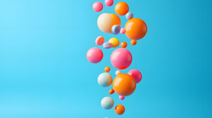 Colorful Spheres Floating Against a Blue Background