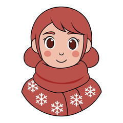 Festive Christmas border with a girl in a cozy scarf, surrounded by delicate snowflakes. Perfect for holiday cards, winter crafts, and seasonal decorations.
