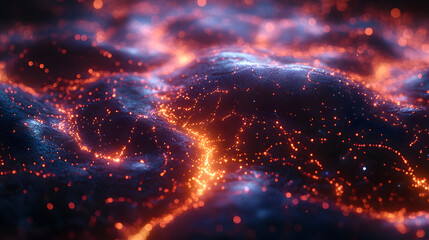 Glowing Lava Flow Over a Dark Surface