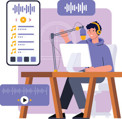 Man doing Podcast and streaming