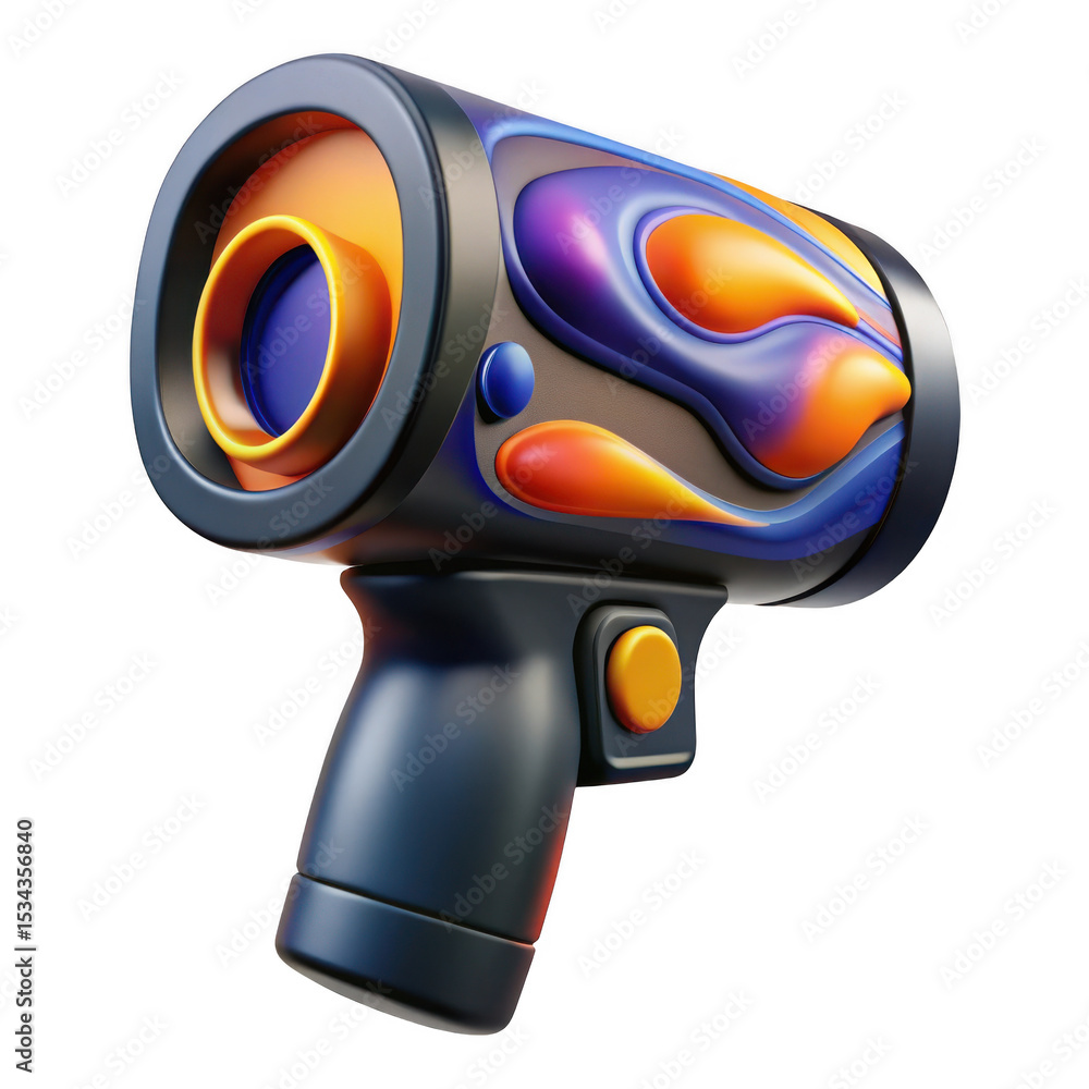 Poster abstract colorful 3d gun design isolated on transparent background