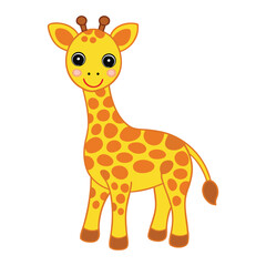 Fototapeta premium Whimsical watercolor giraffe with soft, flowing hues of yellow, orange, and brown—its gentle expression and long neck create a charming, artistic safari vibe. 