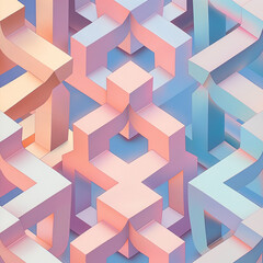 Abstract Geometric Pastel Shapes: A vibrant and visually captivating abstract composition, featuring intricately designed geometric forms, rendered in soft pastel hues.