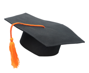 Black graduation hat on transparent background png