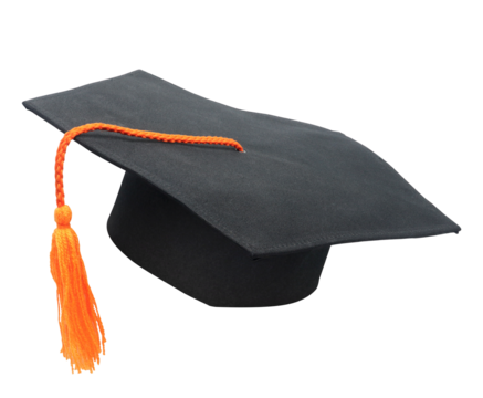 Black graduation hat on transparent background png