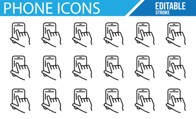 Collection of Mobile Phone and Touchscreen Interaction Icons