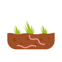Worm crawling soil vector illustration 