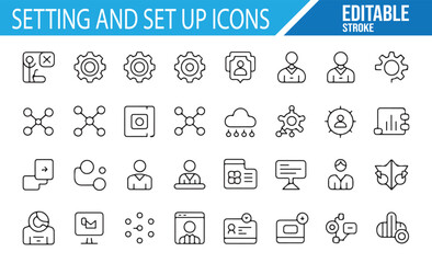 Configuration and Setup Icons for Digital Applications and System Management


