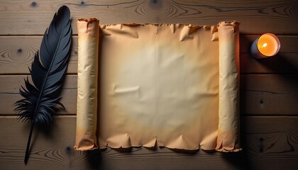 Feather quill and spell scroll (Halloween)