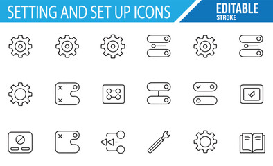 Simple Icons Representing Settings, Preferences, and Tools for User Interfaces
