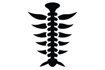 Stylized Silhouette of Vertebral Column with Ribs and Spinal Cord Structure Depicted Simply