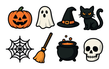 Halloween icons set – flat, spooky and festive designs for seasonal fun