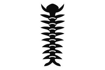 Silhouette of a Spinelike Abstract Plant Stem or Branch With Leafy Sprout Top