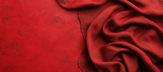 Deep crimson fabric draped in elegant folds