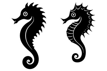 Fototapeta premium 2 deferent style Seahorse silhouette 
