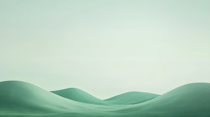 Soft Green Landscape with Rolling Hills Under a Pale Sky