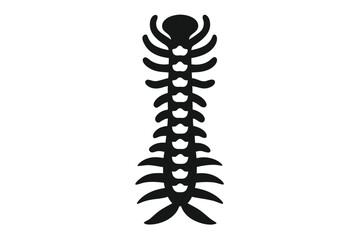 Silhouette Vector Image of Vertebral Column with RibLike Structures and Rounded Top