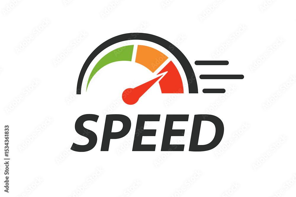 Poster a speedy template to create logos, paired with a rapid design template and vector speedometer icon