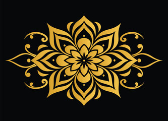 Elegant Golden Floral Ornament with Intricate Details A Symbol of Luxury Grace and Beauty on a Dark Backdrop