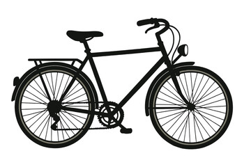Fototapeta premium The silhouette of a classic men's town and road bike is showcased in a detailed vector illustration