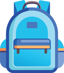 Vibrant Light Blue School Backpack Illustration