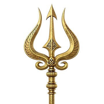 Ornate golden trishul a detailed 3d render of lord shiva s trident