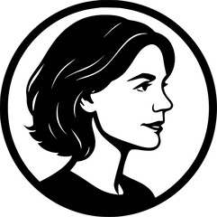 Classic Female Profile Silhouette in Vintage Style